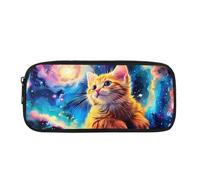 ATOurDealss Galaxy Cat Pencil Case for Girls Boys Pen Bag for Middle Primary Kids Portable Pen Box Pensonalised School Supplies Colorful Star
