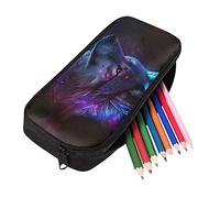 ATOurDealss Galaxy Wolf Pencil Bag Holder Case Pen Pouch School Stationery for Children Kids Study Accessories Purple