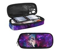 ATOurDealss Galaxy Wolf Pencil Case Durable Pen Bag Pencil Holder Stationery Organzier Storage Pouch Box for Kids Girls Boys Teen Women Men School Office Gifts