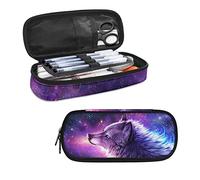 ATOurDealss Galaxy Wolf Pencil Case for Kids Girls Boys School Pencil Pouch Washable Pen Bag Portable Pen Holder Box Storage Organzier for Women Men Office Work Gifts