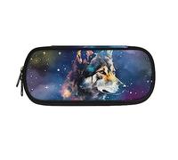 ATOurDealss Galaxy Wolf Print Pencil Pouch Office Stationery Big Capacity Pencil Case Pen Bag for Teen Girls School