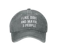 ATOurDealss I Like Dogs and Maybe 3 People Men Cowboy Baseball Cap Adjustable Trucker Golf Hat Gray