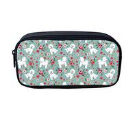 ATOurDealss Kids Pencil Case Pouch Dog Bichon Frise Print Pencil Bag Makeup Bag for Women Teen Girl Cion Purse