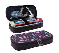 ATOurDealss Mermaid in The Pencil Case Big Capacity Pencil Pouch,Zipper Pen Bag Durable Leather Pencil Case, Black, One Size, Suitcase