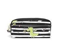 ATOurDealss Pencil Case, Funny Dinosaur Dragons Printed Travel Makeup Pouch Large Capacity Leather 2 Compartments for Kids Girls Boys