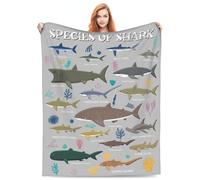 ATOurDealss Shark Blanket Gifts for Kids Adults Soft Warm Lightweight Cozy Species of Sharks Pattern Cute Throw Blankets for Bed Living Room Sofa Couch Birthday Decor 50x60in