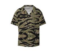 ATOurDealss Ti-ger Stripe Camo Hawaiian Shirt for Men, Summer Casual Fit Short Sleeve Button Shirts Beach Shirts S