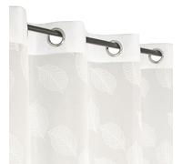 Atout Ciel Leaf Print Net Curtain 50% Recycled Polyester with Eyelets 140 x 240 cm Ready to Hang White