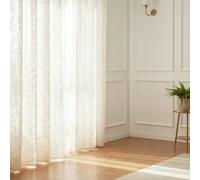 Atout Ciel Net Curtain Leaf Design with Eyelets 140 x 240 cm Ready to Hang Beige