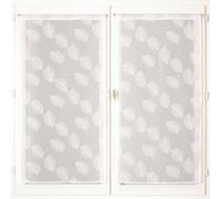 Atout Ciel Pair of Leaf Printed Sheer Curtains 50% Recycled Polyester with Rod Pocket Ready to Hang 2 x 60 x 60 cm White
