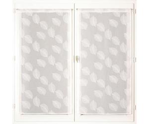 Atout Ciel Pair of Leaf Printed Sheer Curtains 50% Recycled Polyester with Rod Pocket Ready to Hang 2 x 60 x 60 cm White