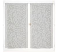 Atout Ciel Pair of Net Curtains Leaf Design with Rod Pocket Ready to Hang 2 x 60 x 160 cm Light Grey