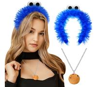 ATOWORLD Cookie Monster Costume Women's Accessories with Cookie Monster Headband Blue Headband Carnival Cookie Monster Costume Cookie Monster Women's Headband Cookie Monster Hair Accessories for Fancy