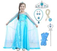 ATOWORLD Elsa Dress Up for Girls 6-7 Elsa Costume Princess Costumes for Girls Princess Dress Up Elsa Fancy Dress for Girls Queen Kids Dressing Up Costumes Clothes with Elsa Accessories