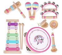 ATOYUS Musical Instruments for Toddlers 1-3, Unicorn Montessori Music Toys | Wooden Percussion Instruments Xylophone Tambourine for 1 2 3 Year Old Girls Baby Kids, Educational Christmas Birthday Gift