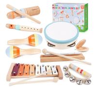 ATOYUS Wooden Musical Instruments for Toddlers 1-3 - 8Pcs Montessori Toys | Educational Toys for 1 2 3 Year Old Kids, Baby Maracas Xylophone Percussion Set, 1st Christmas Birthday Gifts for Boys Girls