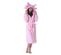 ATOZ Dressing Gown Animal Fluffy Hoodie Bathrobes Housecoats Lightweight for Unisex Adults Axolotl For M