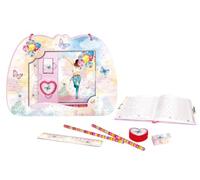 Atoz Girls' Secret Diary Set with Lock, Butterfly Design, Includes Notebook, Ruler, Pencils and Stationery Accessories