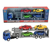 Atoz Heavy Load Transporter & 4 Cars, Blue