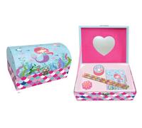 Atoz Mermaid Design Children's Stationery Box Set Age 3+ with Mirror, Pencils and Accessories, Pink and Blue