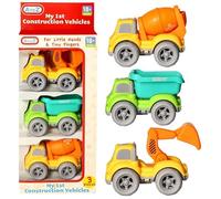 Atoz My 1st Construction Vehicles Toy Set, 3 Pieces, for Ages 18+ Months, Cement Mixer, Dump Truck & Excavator