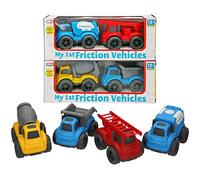Atoz My 1st Friction Vehicles Set, Police Car, Fire Truck, Dump Truck, Cement Mixer, 12+ Months