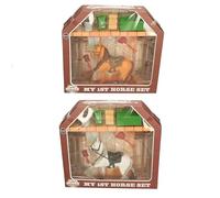 Atoz My 1st Horse Set with Toy Horse, Grooming Accessories, Feeding Tools and Fence, Children's Play Set