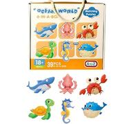 AtoZ Ocean World Matching Jigsaw Puzzle, 6-in-a-Box Set, 39 Pieces, Sea Animals Theme, for Ages 18+ Months