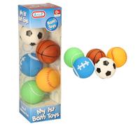 AtoZ Sports Bath Toys Set for Babies, 5 Balls Pack with Soccer, Basketball, Baseball, Football, Tennis, 0+ Months
