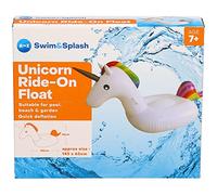 Atoz Swim & Splash Unicorn Ride-On Float, Rainbow Design, 145 x 65 cm, Age 7+, Quick Deflation, Pool Beach Garden