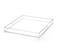 ATOZONE Extra Large Clear Modern Acrylic Ottoman Tray with Cutout Handles 22x22 Inch Over-Sized Serving Tray Organizer Boot Tray Decorative Tray for Living Room Bedroom Entryway and Kitchen Tabletop