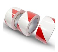 ATP Consumables Adhesive Hazard Tape Red and White - PVC Safety Tape, 50mm x 33m x 0.15mm Thickness - Durable and High Visibility for Marking - The Warning Crime Scene Caution Tape - 3 Rolls