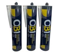 ATP Consumables OB1 Multi-Surface Construction Sealant & Adhesive - Flexible, Paintable, Contact Adhesive & Wood Glue Strong for Furniture - White Silicone Waterproof Sealant 290ml - 3 Tubes
