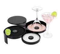 ATPEAM 3-Tier Bar Glass Rimmer for Margarita and Cocktail Bartender Tool | Margarita Salt Rimmer Set with Sponge, Salt Tajin Sugar Rimmer Lime Juice Tray Container, Drink Glass Rim Station