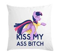 Atprints Kiss my ass btch pony styled art White Pillow 40x40cm