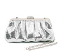ATQCOL Sequin Clutch Purses for Women Beaded Pleated Clutch Bag Glitter Dressy Wedding Party Formal Evening Bags, Silver, 9.05" x 1.96" x 5.11"