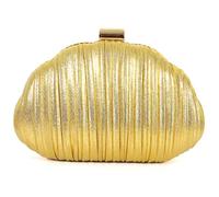 ATQCOL Shell Clutch Evening Bag for Women Satin Pleated Purse Wedding Clutch Formal Party Handbag with Chain, Gold, One Size