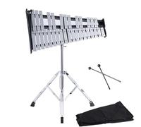 ATQIK 32 Note Aluminum Glockenspiel Bell Kit Xylophone Adult With Adjustable Stand Full Size Professional Percussion Glockenspiel Instrument With Wooden Mallets,Carrying Bag For Students And Adults
