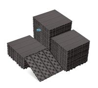 ATR ART TO REAL Garden Decking Tiles,Plastic Decking Boards with Anti-Slip Surface,Easy Snap Interlocking Click Composite decking Tiles for Outdoor Balcony Patio Flooring,30x30cm,44 Pcs (Grey)