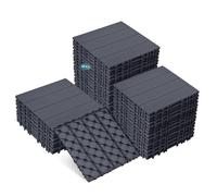 ATR ART TO REAL Garden Decking Tiles,Plastic Decking Boards with Anti-Slip Surface,Easy Snap Interlocking Click Composite decking Tiles for Outdoor Balcony Patio Flooring,30x30cm,44 Pcs (Grey)