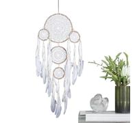 Atrapasueños para colgar en la pared, artesanía de plumas bohemias, atrapasueños de cinco anillos, arte artesanal, atrapasueños hecho a mano de plumas decorativas, colgante de pared bohemio,