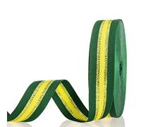 ATRBB 24 Yards 1 Inch Green/Gold/Yellow Stripe Grosgrain Ribbon Double Face Polyester Colorful Ribbon for Crafts DIY Gift Package Wrapping