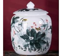 ATRBNCX Grain & Rice Storage Ceramic Container, Rice Storage Container, Ceramic Rice Jar, Ceramic Rice Bucket With Lid， For Grains Snacks Candy Coffee Beans(Size:Capacity 10kg,Color:C)