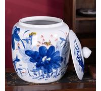 ATRBNCX Grain & Rice Storage Ceramic Container, Rice Storage Container, Ceramic Rice Jar, Ceramic Rice Bucket With Lid， For Grains Snacks Candy Coffee Beans(Size:Capacity 12.5kg,Color:B)