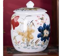 ATRBNCX Grain & Rice Storage Ceramic Container, Rice Storage Container, Ceramic Rice Jar, Ceramic Rice Bucket With Lid， For Grains Snacks Candy Coffee Beans(Size:Capacity 25kg,Color:A)
