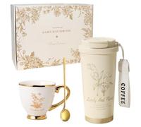 atrccs Elegant Birthday Gifts for Women, Best Wishes Thank You Gifts for Women, Gift Ideas for Christmas, Birthday, Anniversary, Friendship, 500ml Insulated Tumbler and Ceramic Cup Gift Set