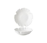ATREDESES Fruit Bowl Flower Relief 8-inch Ceramic Deep Plate Japanese Breakfast Salad Dish Home Kitchen Appetizer Tableware Fruit Tray