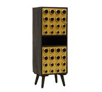 atria tall wooden storage cabinet in black and gold