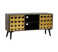atria wooden tv stand with 2 doors in black and gold