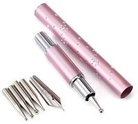 Atricure Nail Art Calligraphy Pen,DIY Nail Drawing Pen Round Flat Painting Drawing Liner Nail Tools,with 5 Different Size Replacement Pen Points, for Manicure Nail Painting Tools for Nail Salon